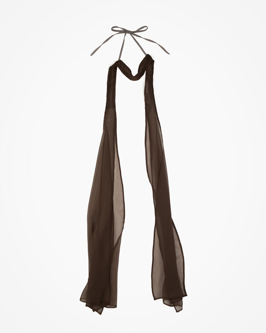 NECKTIE CHOKER in brown chiffon