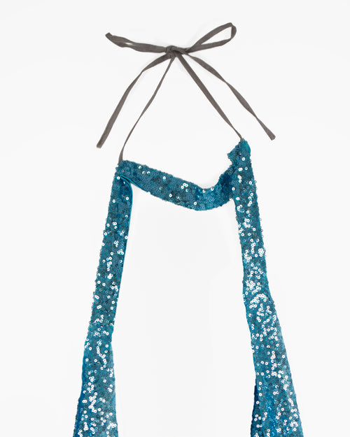 NECKTIE CHOKER in aqua sequin
