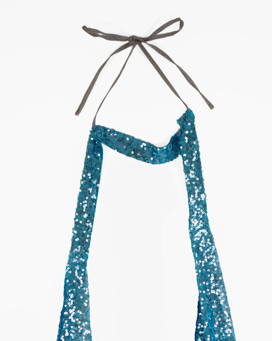NECKTIE CHOKER in aqua sequin