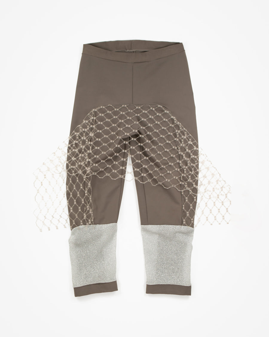 VEILED LEGGINGS in taupe/glitter