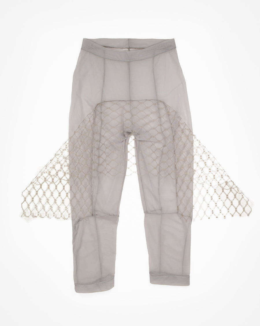 VEILED LEGGINGS  in grey mesh