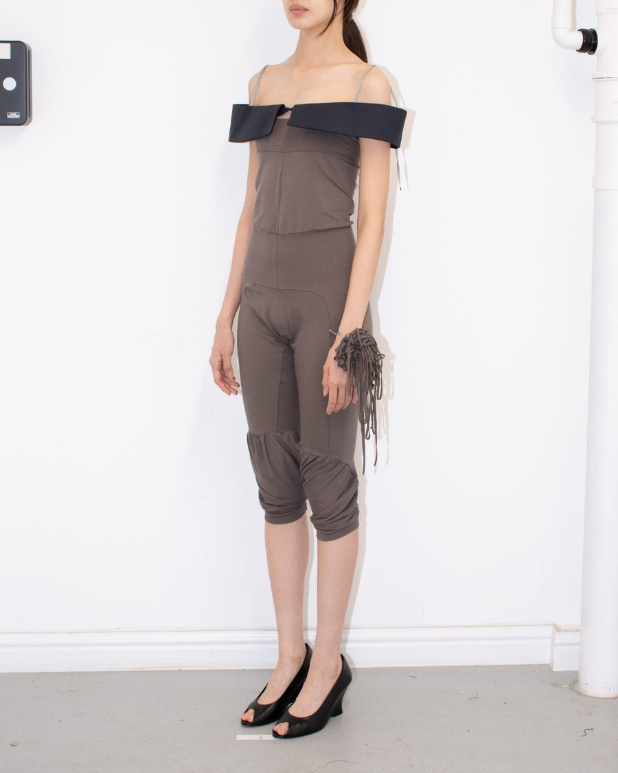HIGH ROMPER in taupe