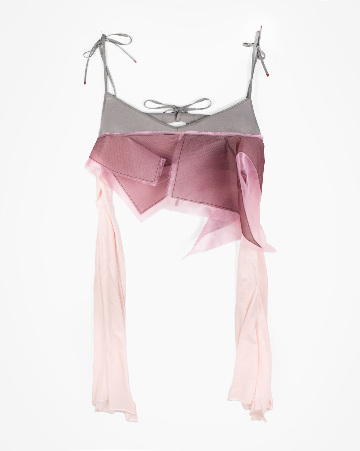 SPIKY CHOPPED TANK IN GREY/ BURGENDY/ PINK