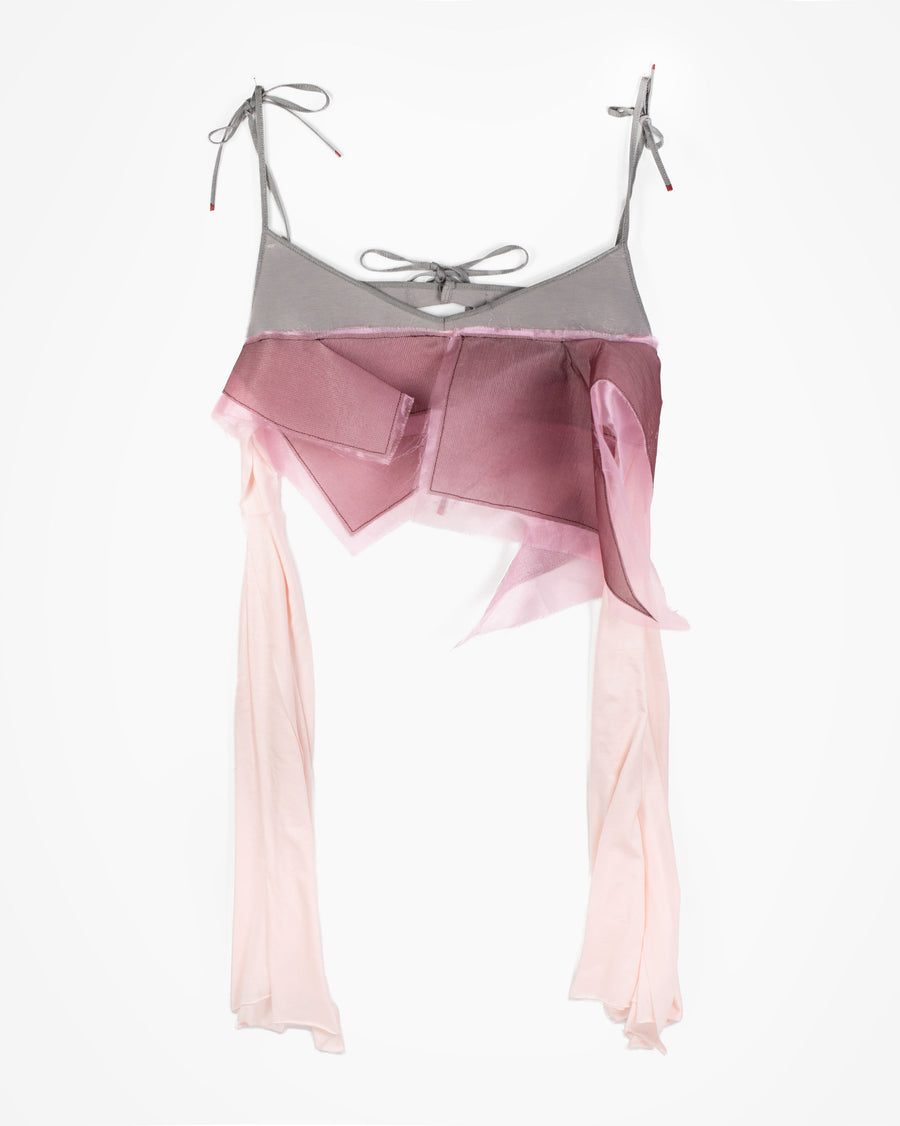 SPIKY CHOPPED TANK IN GREY/ BURGENDY/ PINK