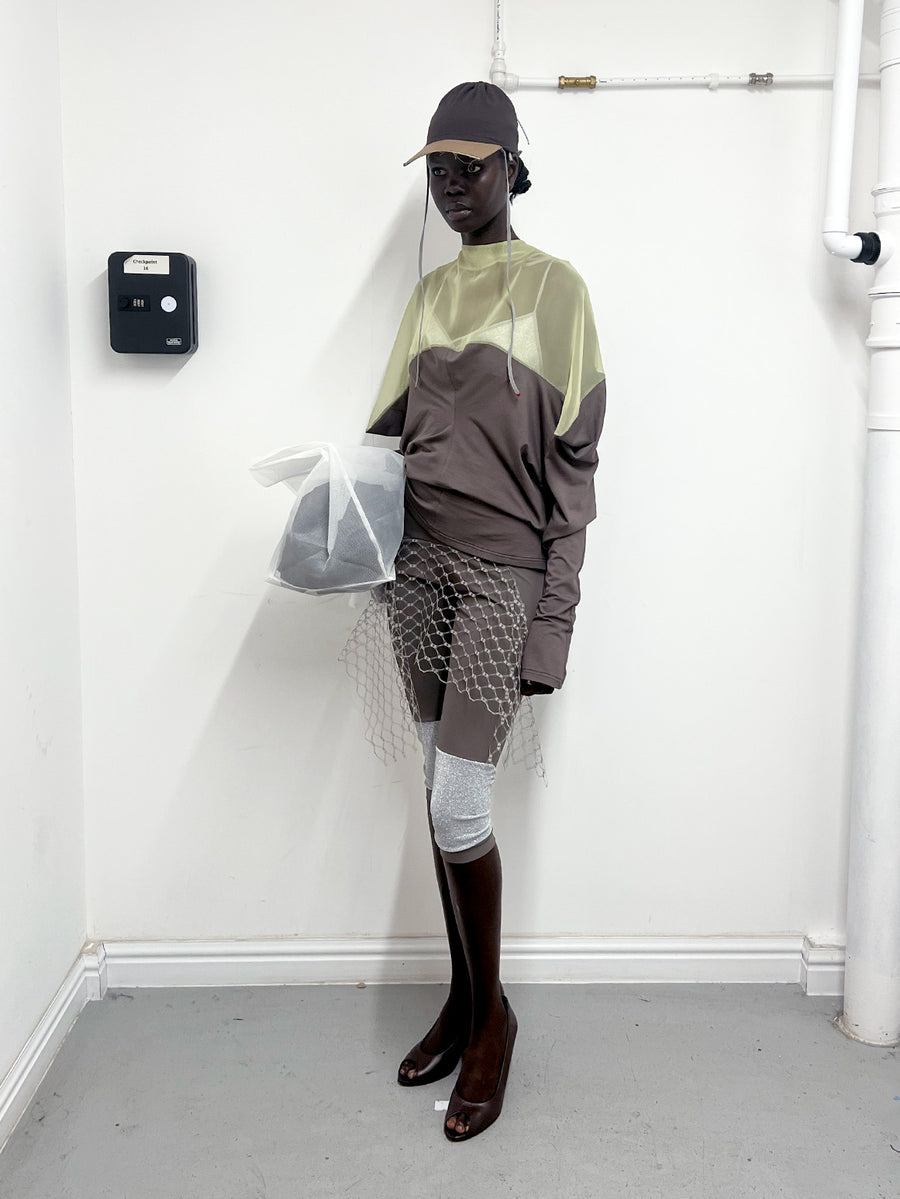 SLINK TOP in pistachio/taupe